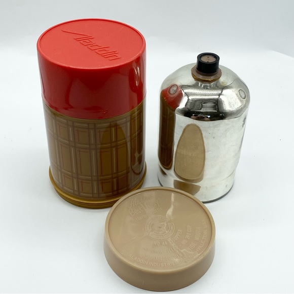Vintage 1970s Aladdin Plaid Thermos Pint Size - Picture 10 of 13
